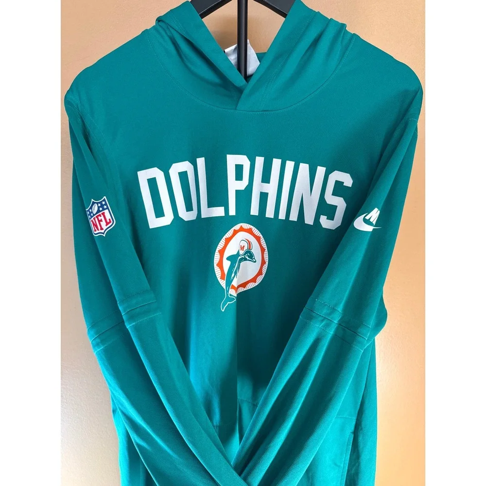 Nike NFL Miami Dolphins Dri-FIT Hoodie Aqua Teal Mens Large Lightweight L